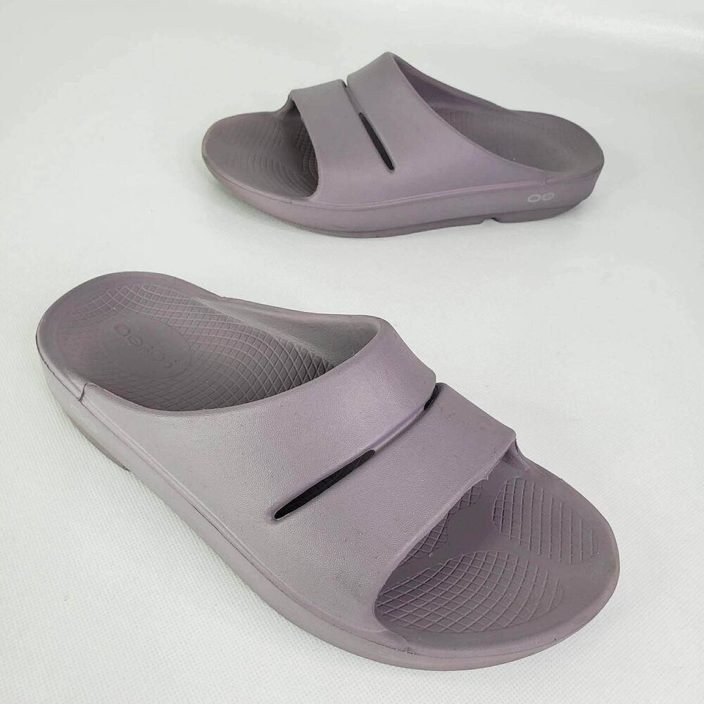Oofos Ooahh Sandals Slides Gray Mens Size 5 Comfort Recovery Shoes Slip On